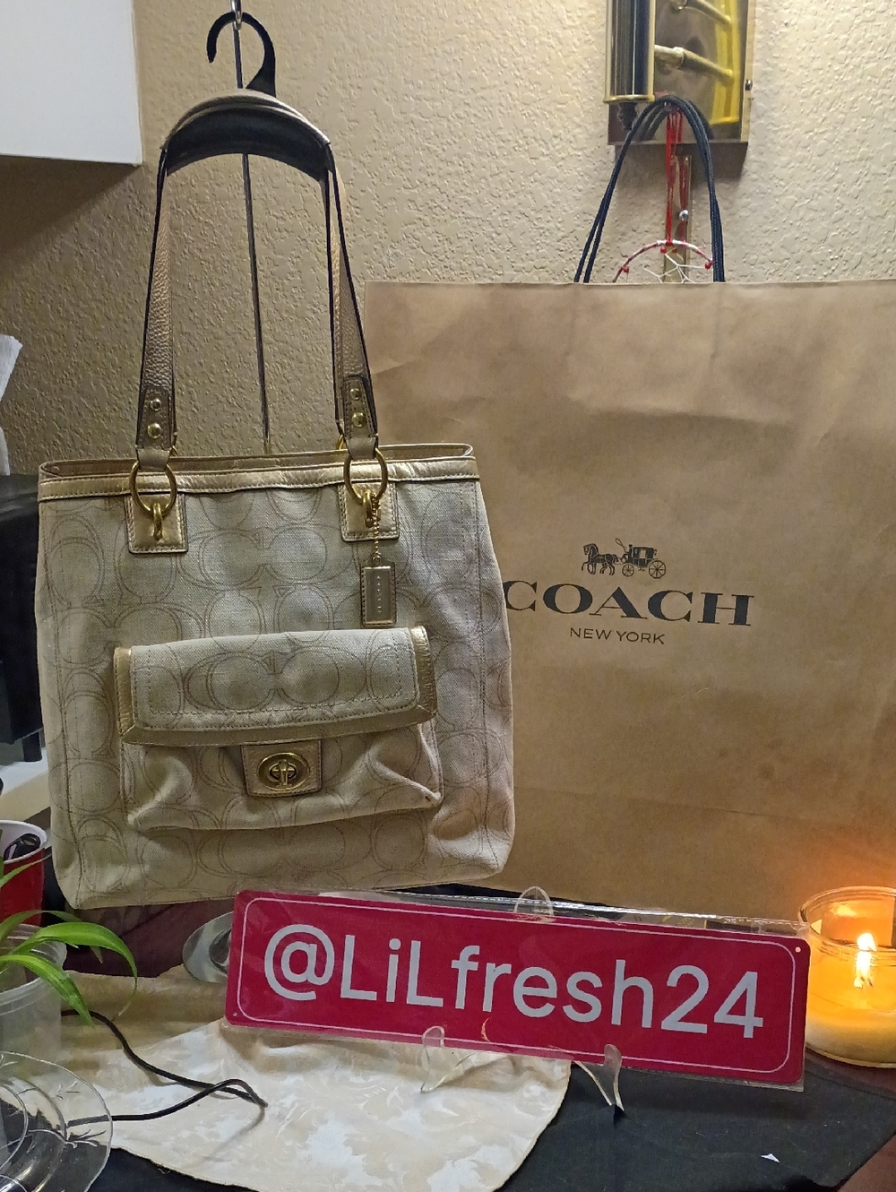 Coach Penelope Signature Linen Tote Bag